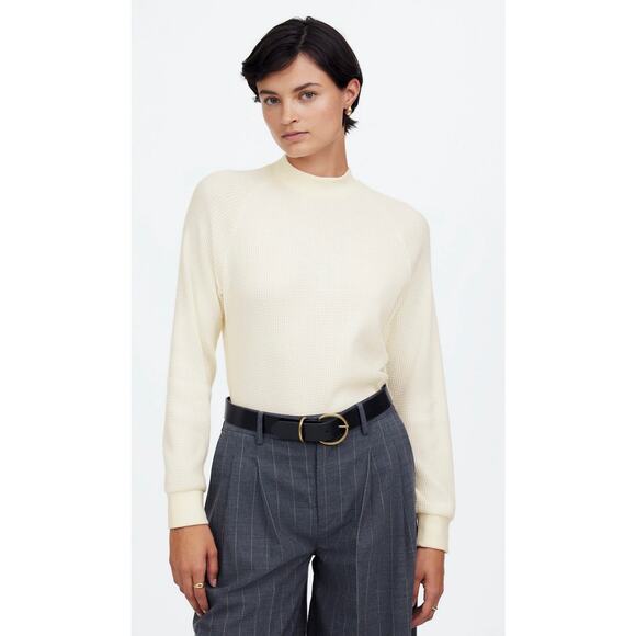 Madewell Waffle-Knit Long Sleeve Crewneck Tee – Small – Winter White - Picture 3 of 7